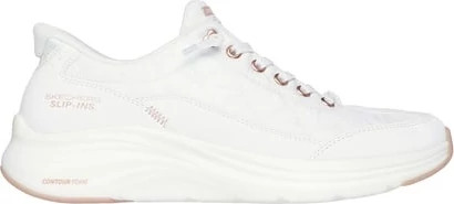 Women's Skechers Slip-Ins Contour Foam Cozy Fit Golden Hour shown in White/Rose Gold (White)