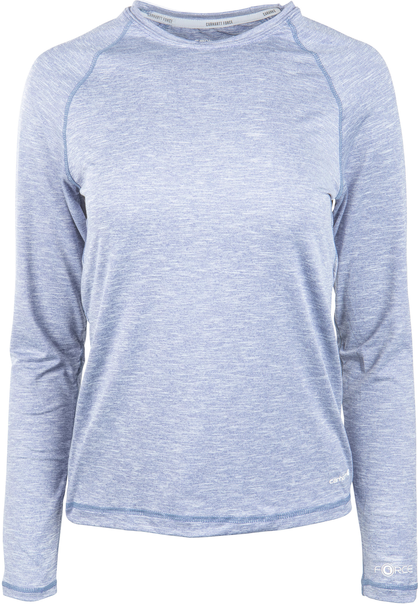 Women's Carhartt Force Long Sleeve Heathered T-Shirt shown in Navy Heather (Blue)