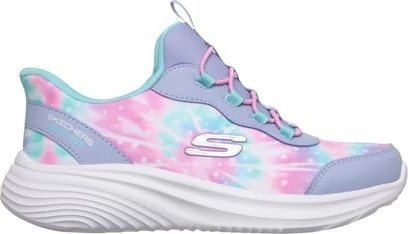 Girl's Skechers Slip-Ins Bounder Pro Rainbow Rush shown in Lavender/Multi (Pink)