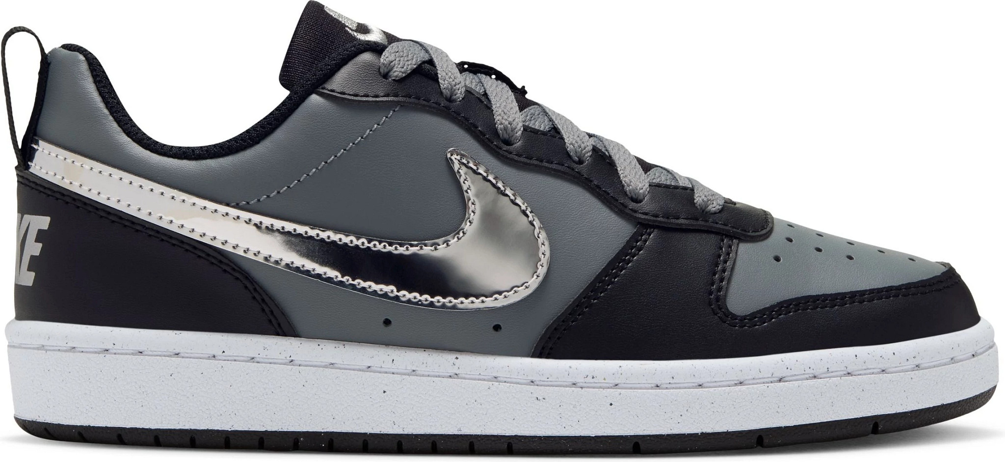 Youth Boy's Nike Court Borough shown in Black/Metallic Silver (Black)