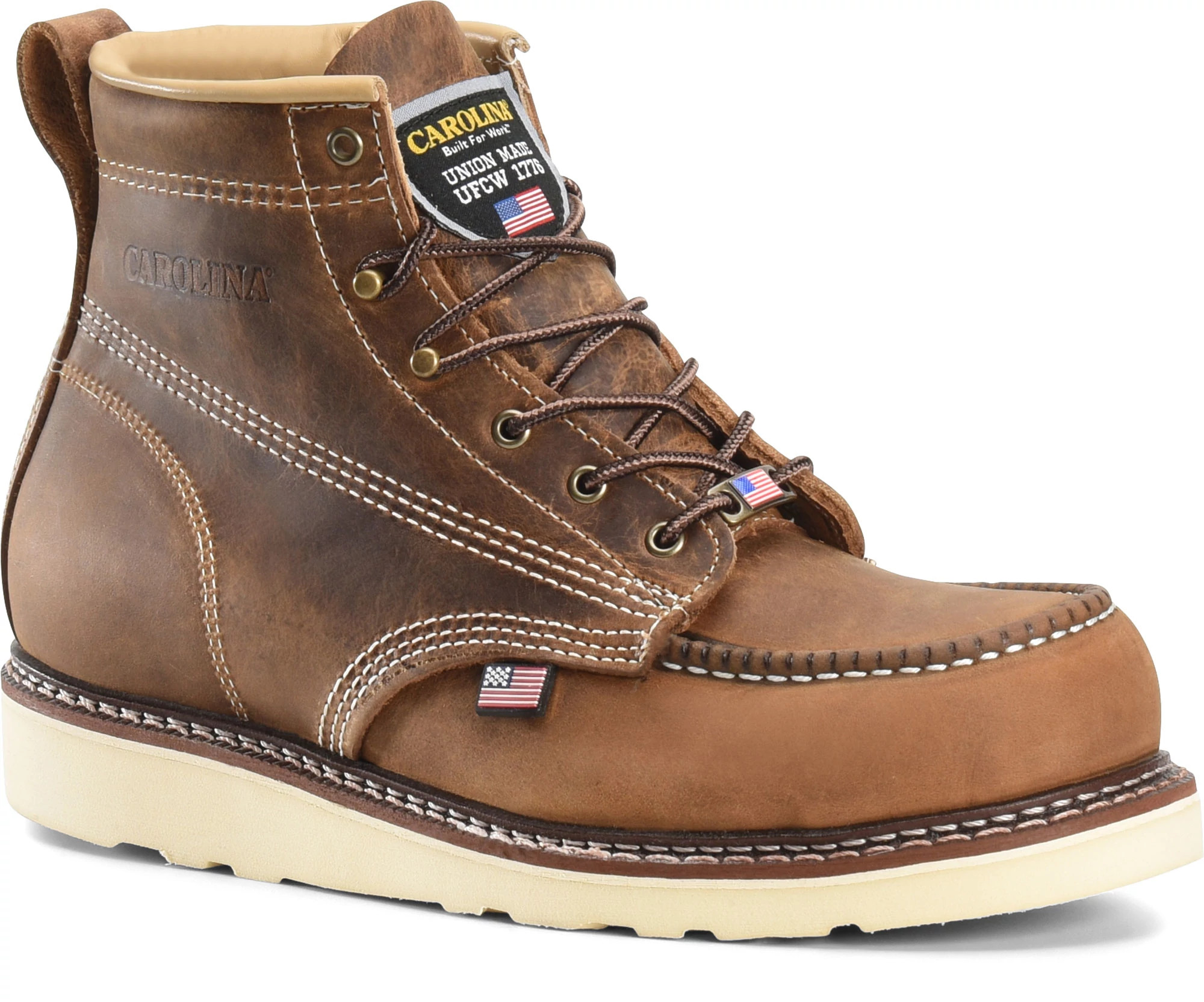 Wedge sole safety toe work clearance boots