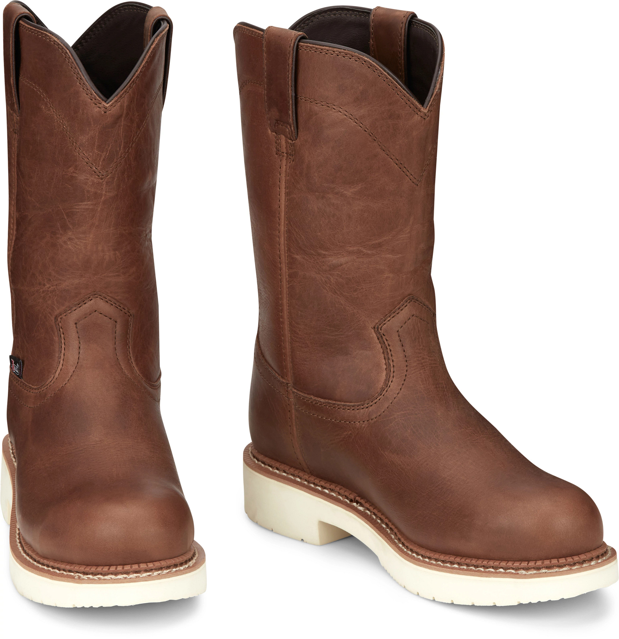 Brown round toe boots hotsell