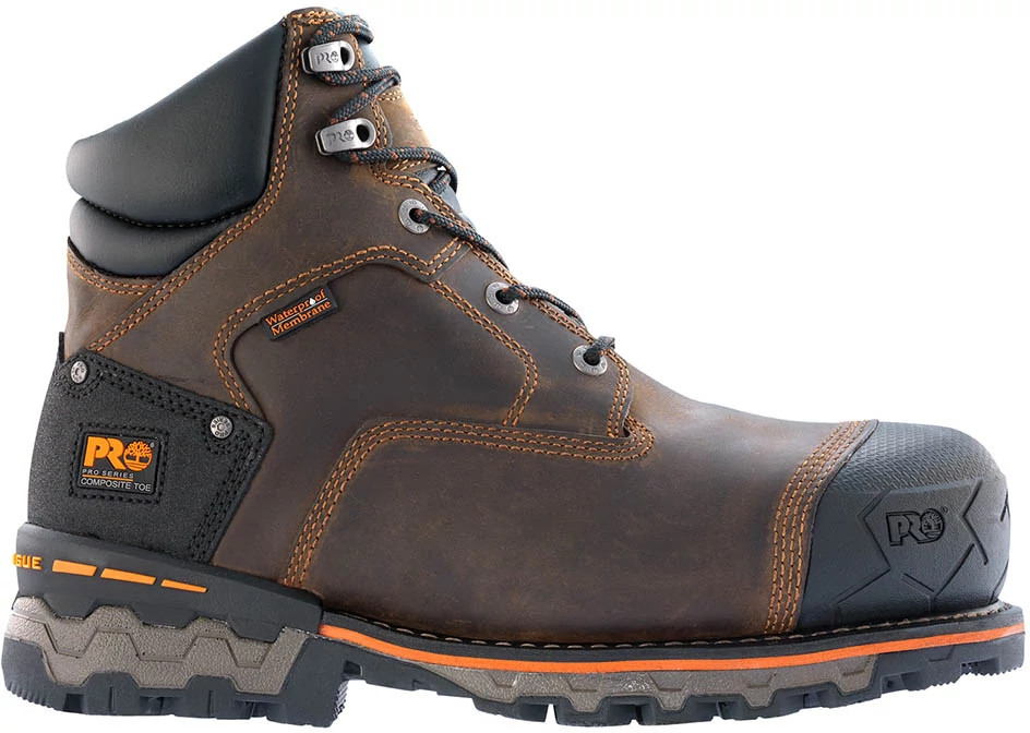 Men's Timberland Pro 6 Inch Composite Toe Waterproof Boondock shown in Brown (Brown)