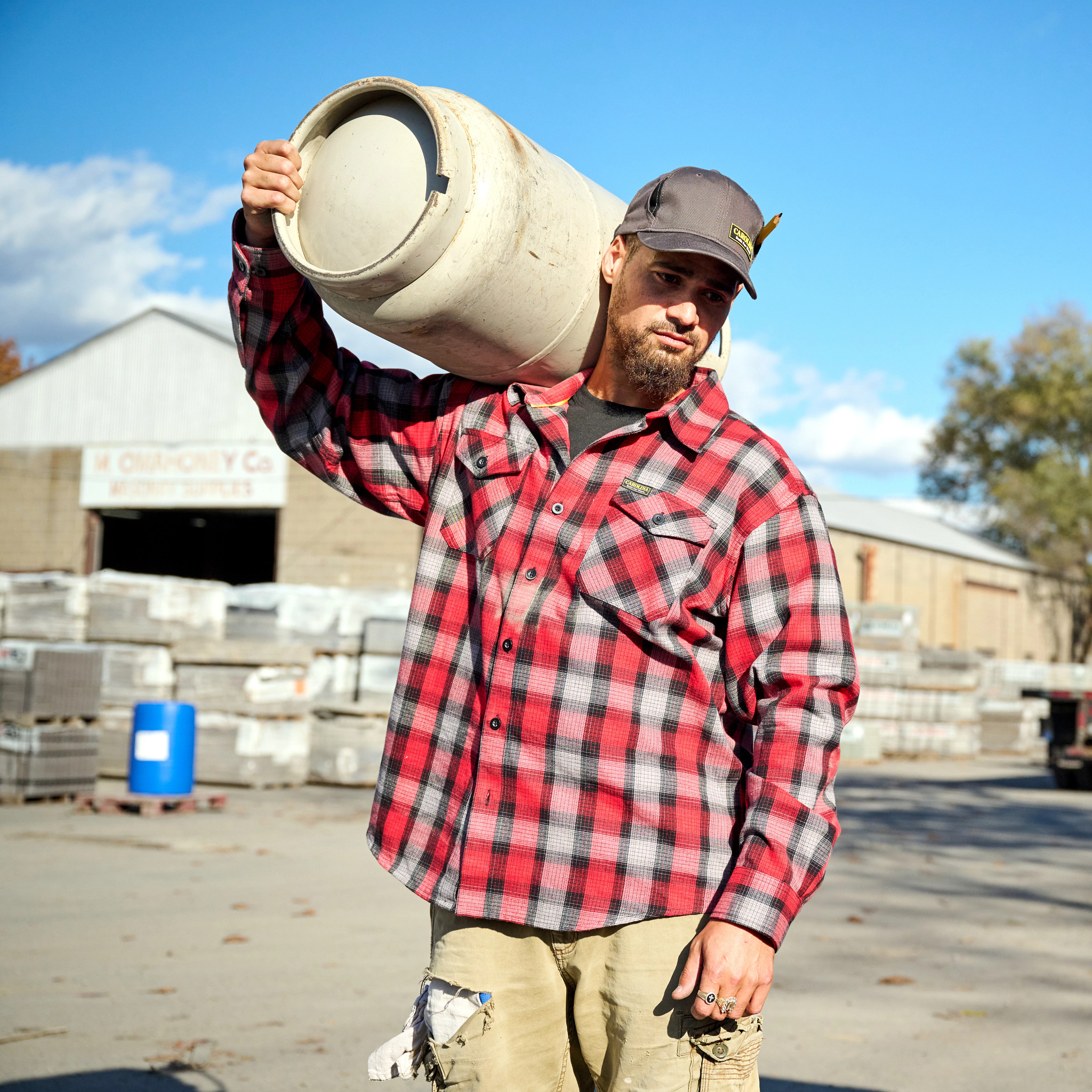 Woven Flannel Shirt shown on model 