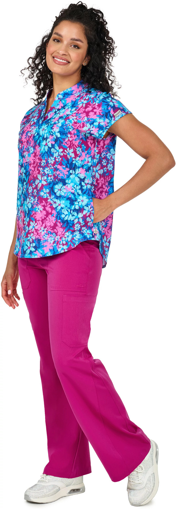 Women's Ava Therese Floral Fusion V Neck shown on model 