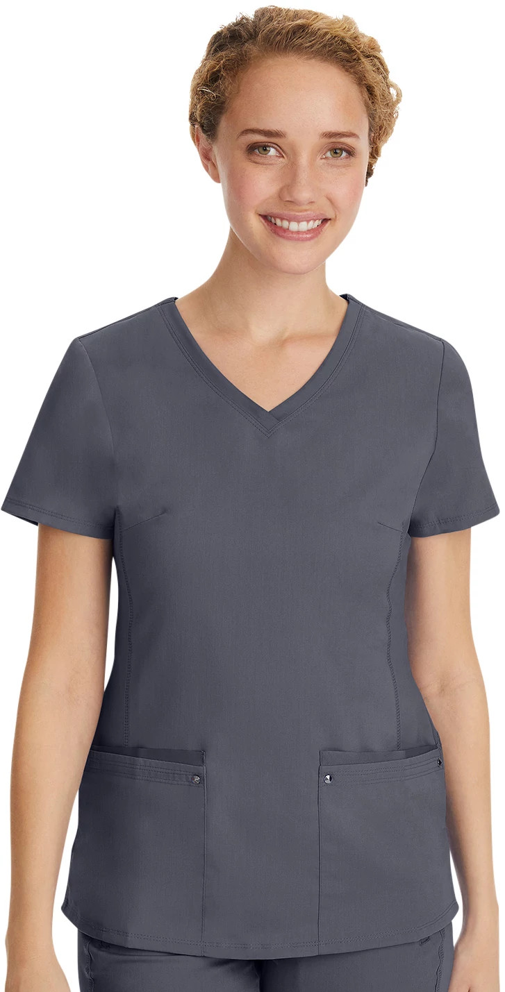 Women's Healing Hands Purple Label Juliet V Neck shown in Grey (Grey)