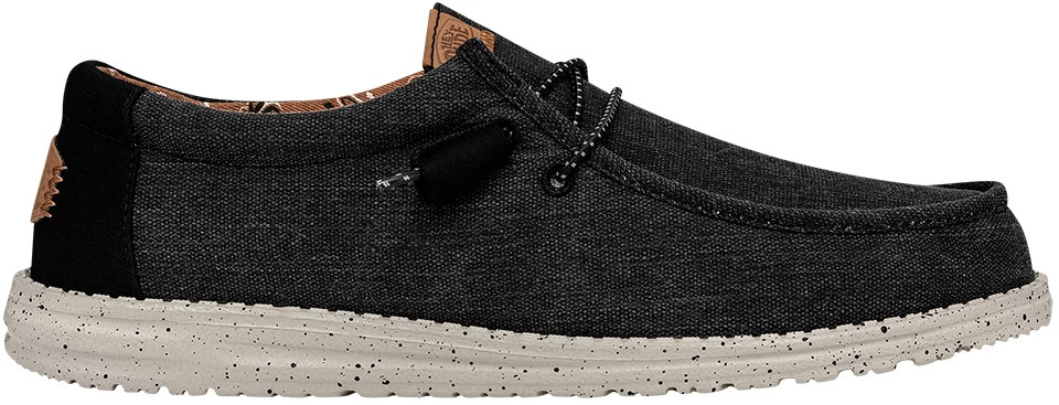 Men's Hey Dude Wally Washed Canvas shown in Black (Black)
