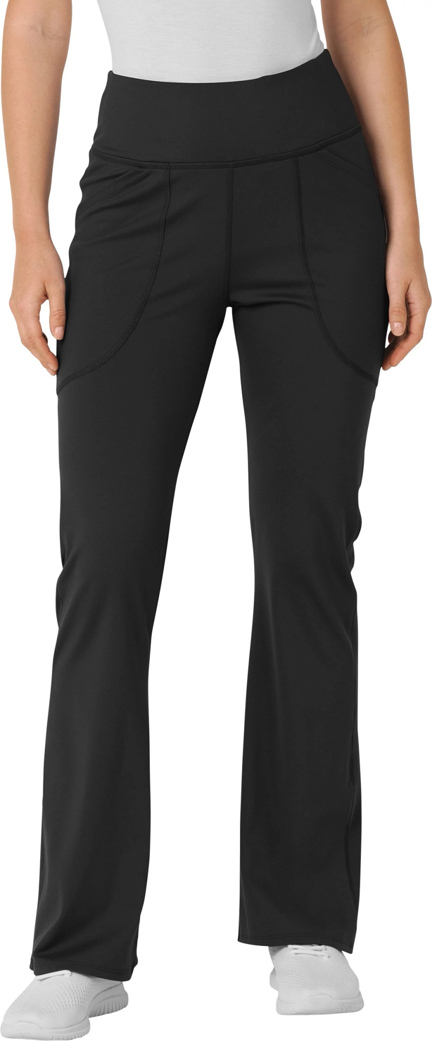 Women's Wonderwink Renew Knit Yoga Pant shown in Black (Black)