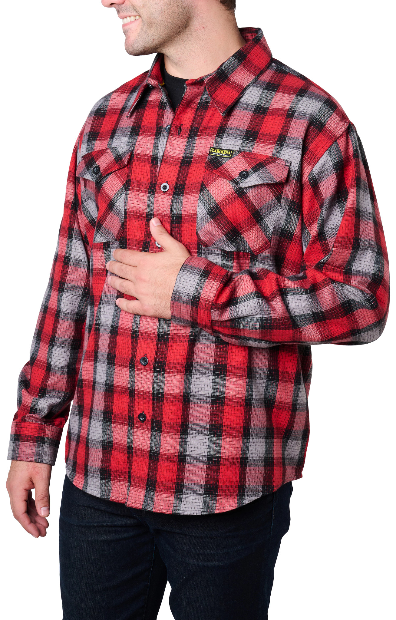 Woven Flannel Shirt shown in Red (Red)