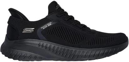 Women's Skechers Slip-Ins Bobs Sport Squad Chaos shown in Black (Black)