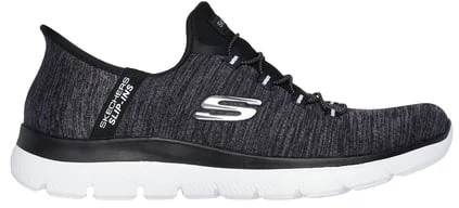 Women's Skechers Slip-Ins Summits shown in Black/White (Black)