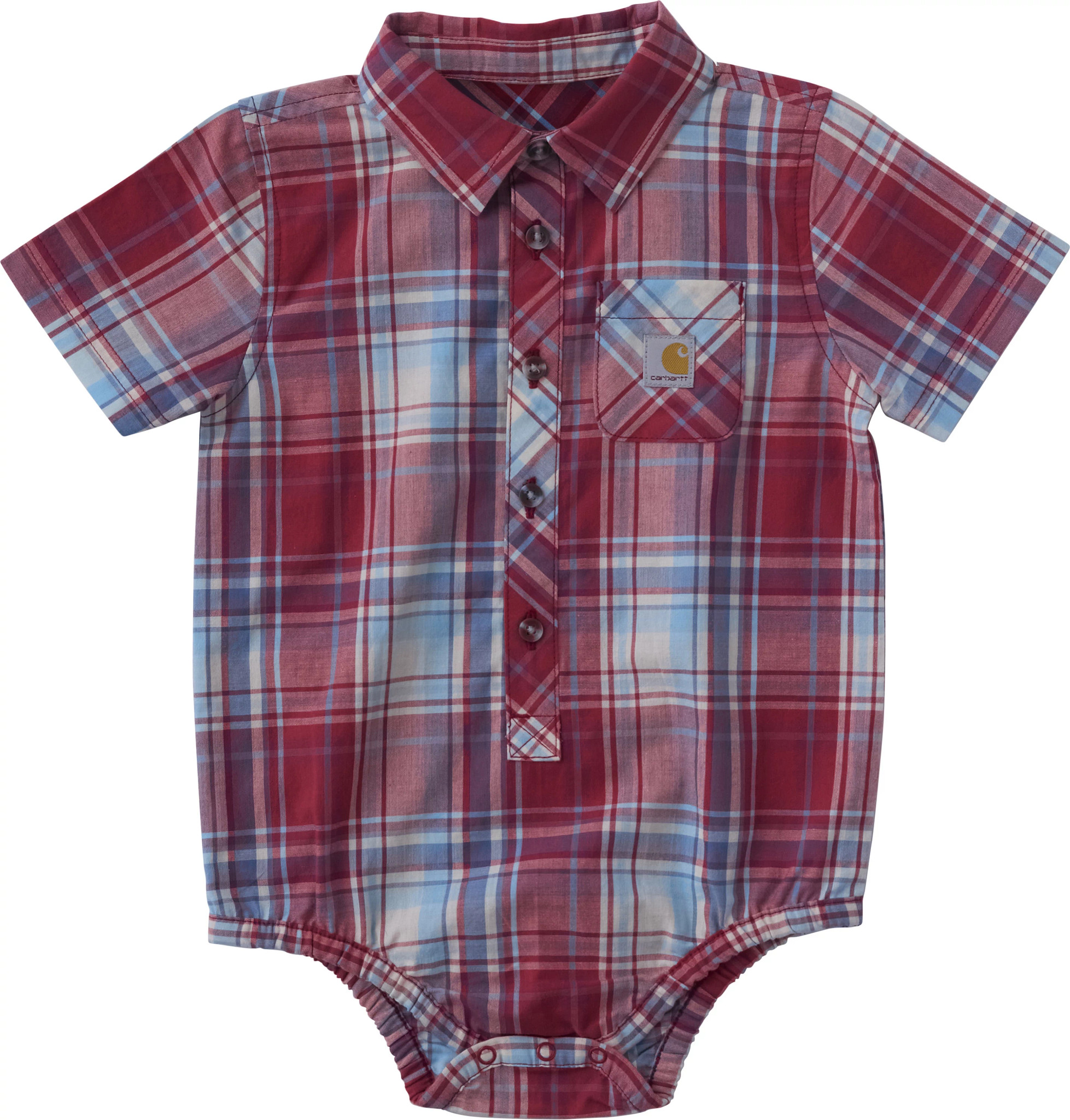 Infant's Infant Boy Carhartt Short Sleeve Onesie shown in Cardinal (Red)