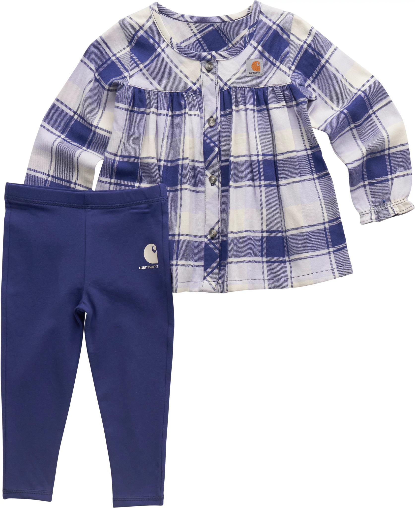 Infant's Infant Girls Carhartt Long Sleeve Flannel Top & Legging Set shown in Blue (Blue)