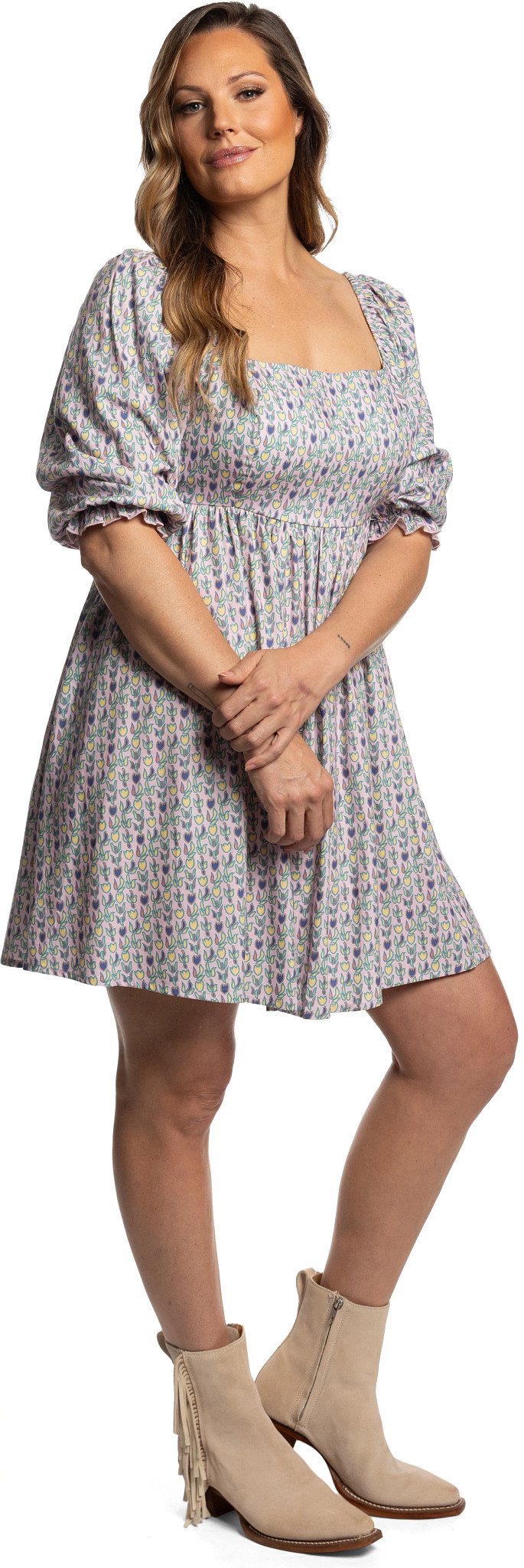 Justin Puff Sleeve Sundress shown in White (Multicolor)