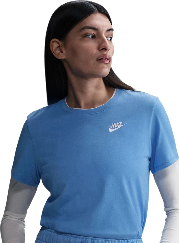 Women's Nike Club Short Sleeve T-Shirt shown in University Blue (Blue)