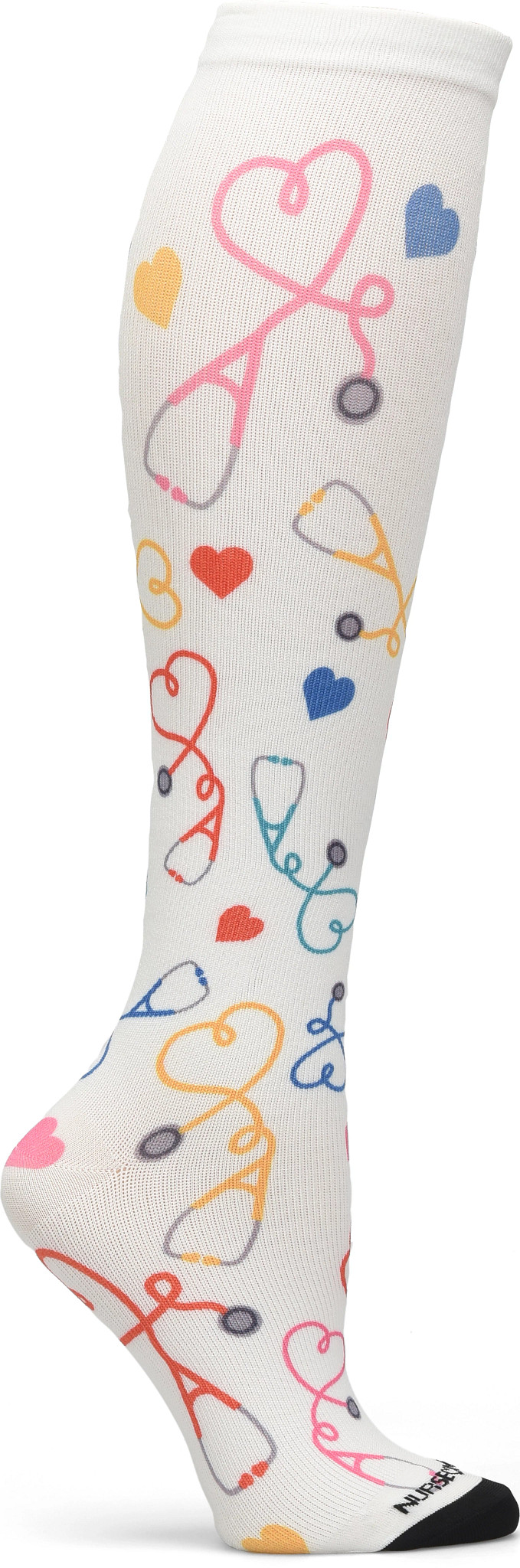 Compression Socks 360 se muestra en la Stethoscope Hearts (Multicolor)