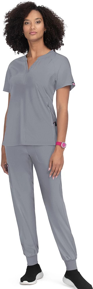 Women's Koi Lite Stretch Action V Neck shown in Grey (Grey)