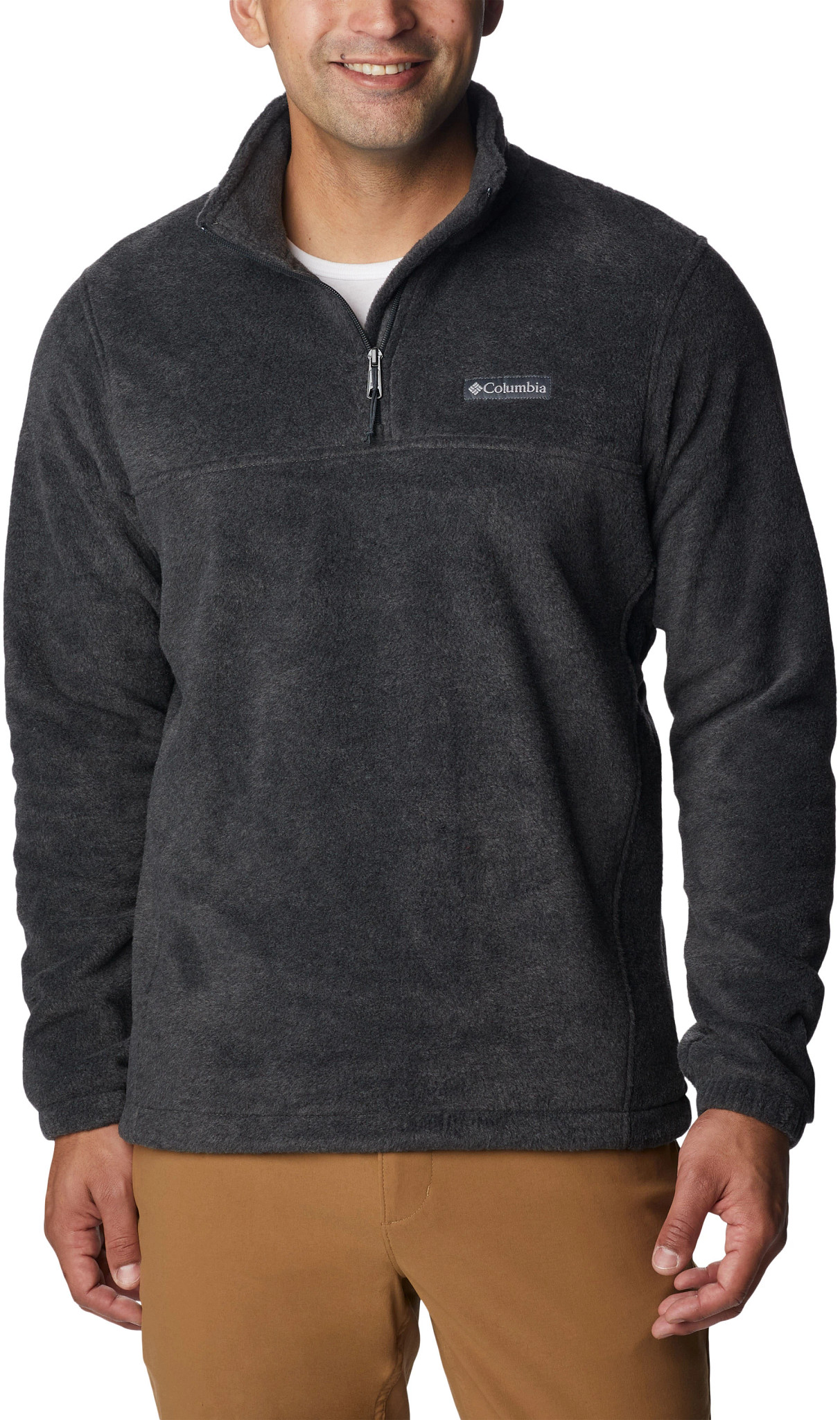 Men's Columbia Steens Mountain Half Zip Fleece shown in Charcoal Heather (Grey)