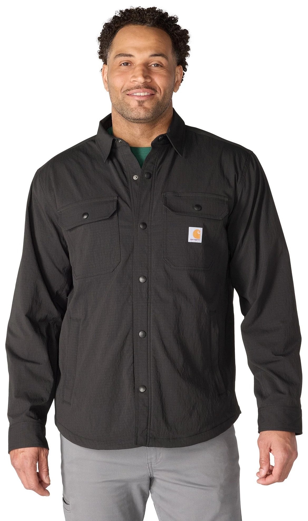 Men's Carhartt Force Fleece Lined Shirt Jac shown in Black (Black)