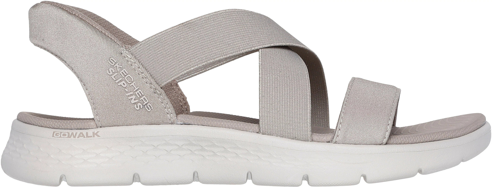 Women's Skechers Slip-Ins Gowalk Flex Sandal Glimmer shown in Taupe (Brown)