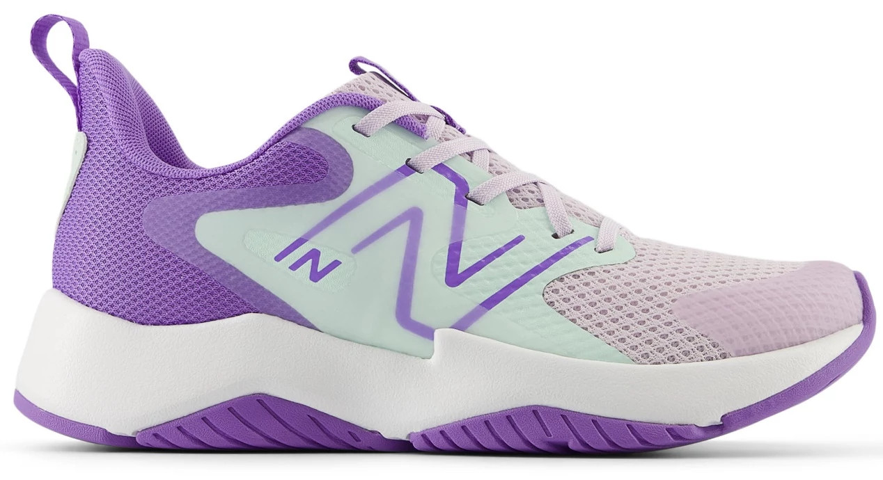 Youth Girl's New Balance Rave Run V2 shown in Taro/Cosmic Jade (Purple)
