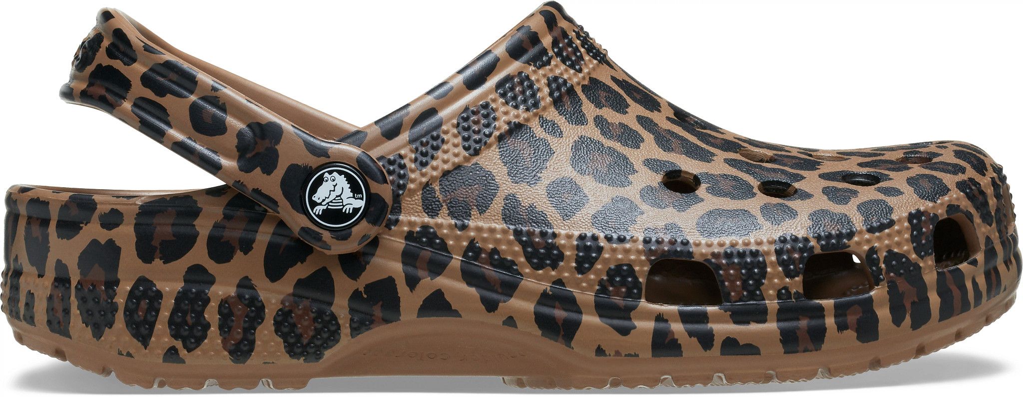 Women's Crocs Classic Animal Clog shown in Leopard/Sepia (Brown)
