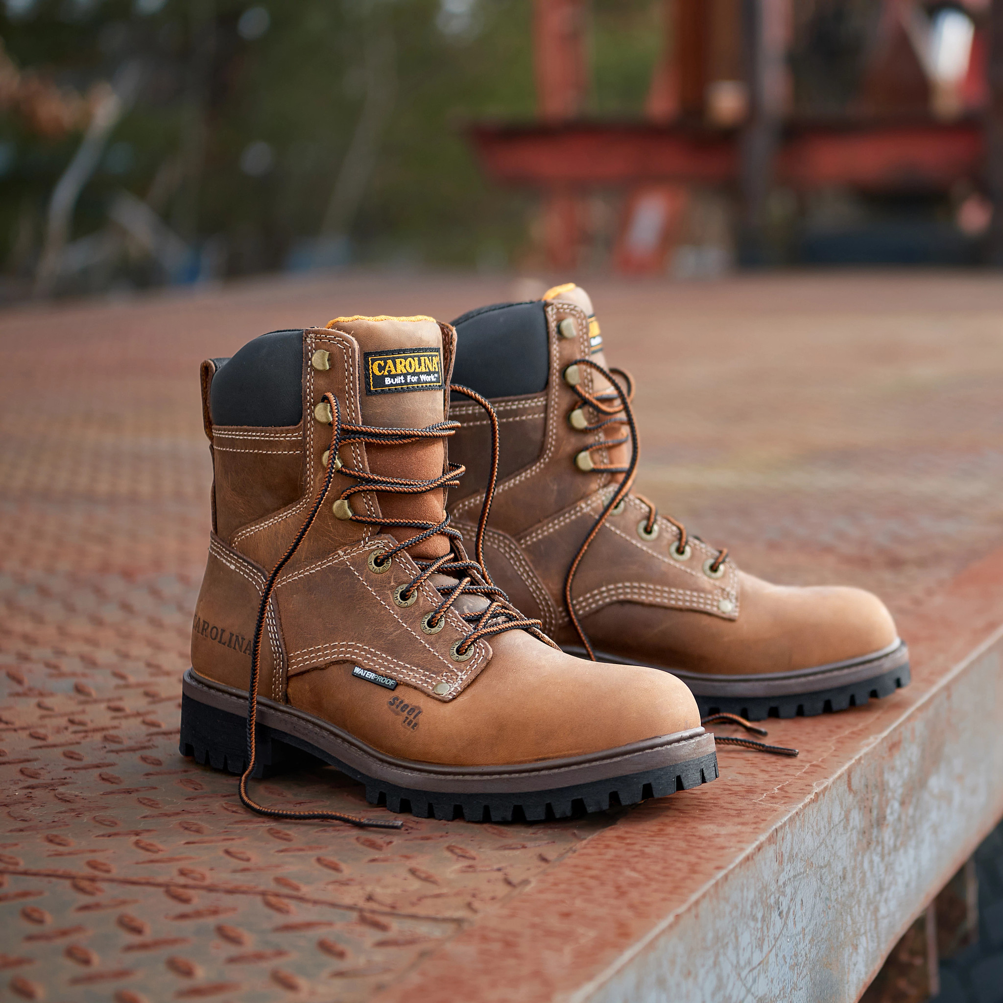 Silvanus 8" Steel Toe Waterproof Work Boot  shown on model 