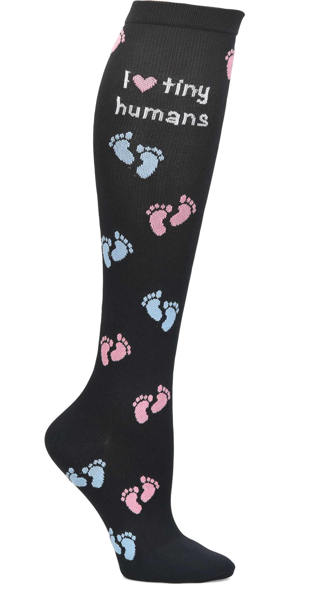 Compression Socks shown in Tiny Humans (Black)