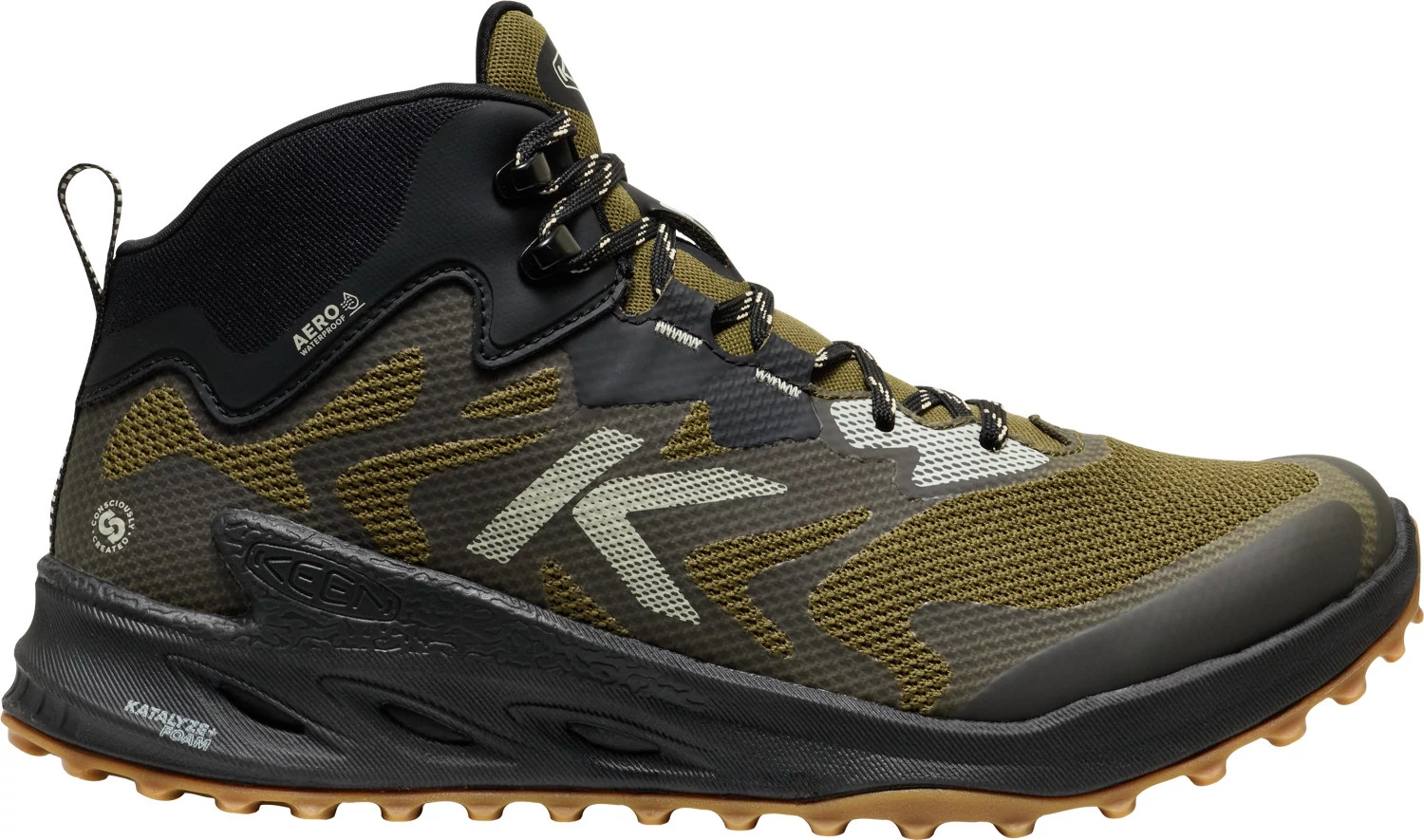 Men's Keen Utility Waterproof Zionic Hiker shown in Dark Olive Black (Green)