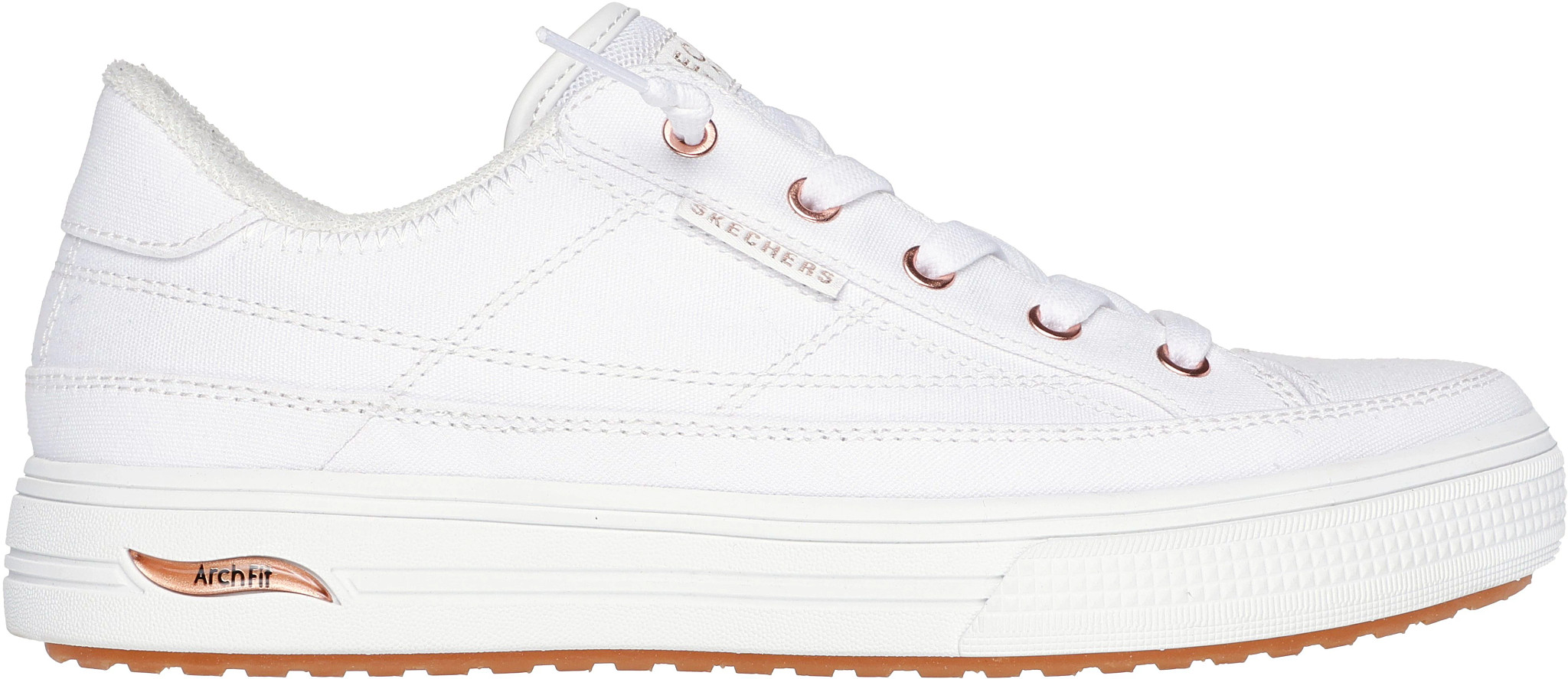 Women's Skechers Arch Fit Arcade Meet Ya There shown in White (White)