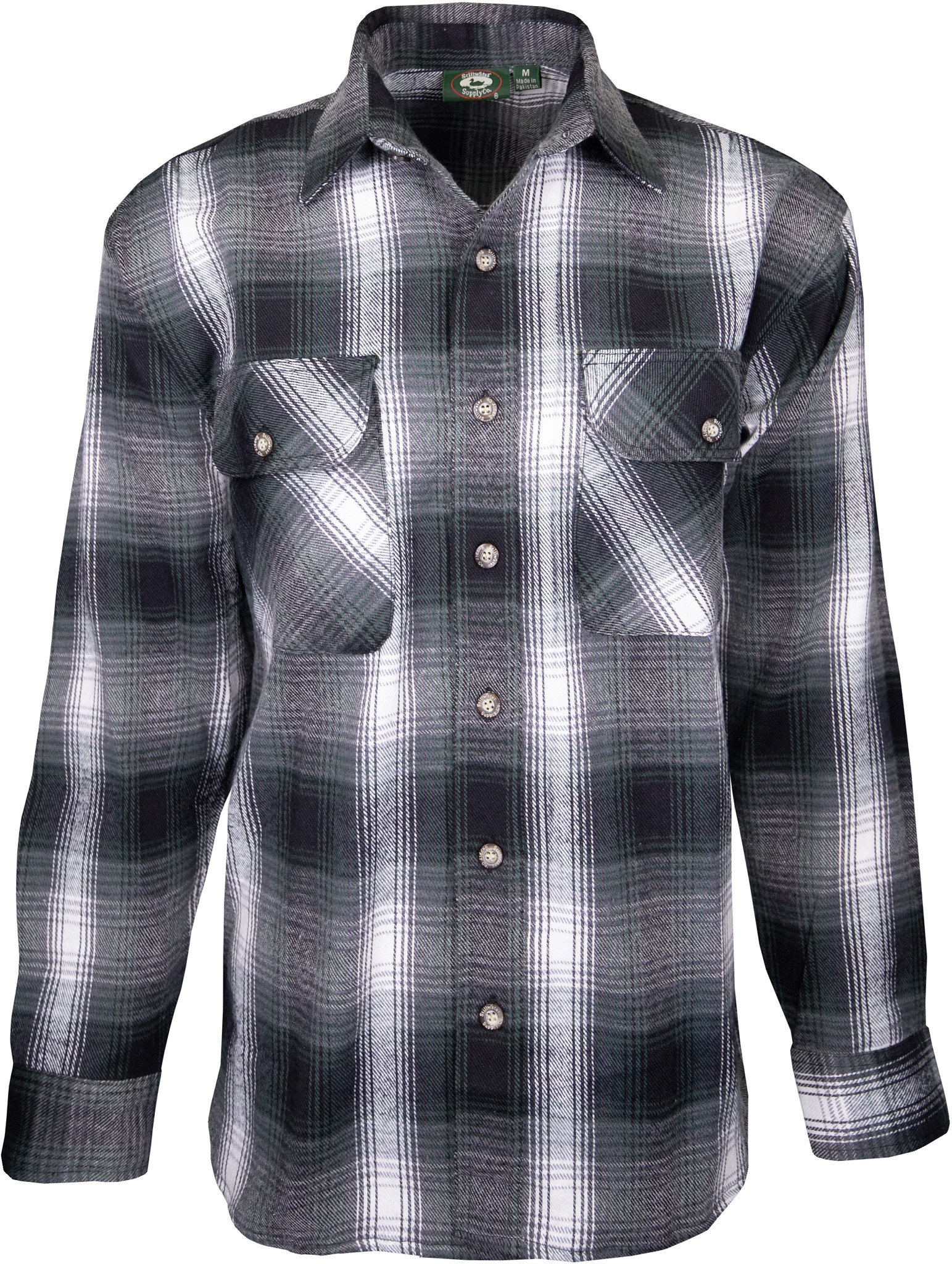 Men's Pacific Teaze Plaid Brawny Heavy Flannel Button Up shown in Pine (Green)