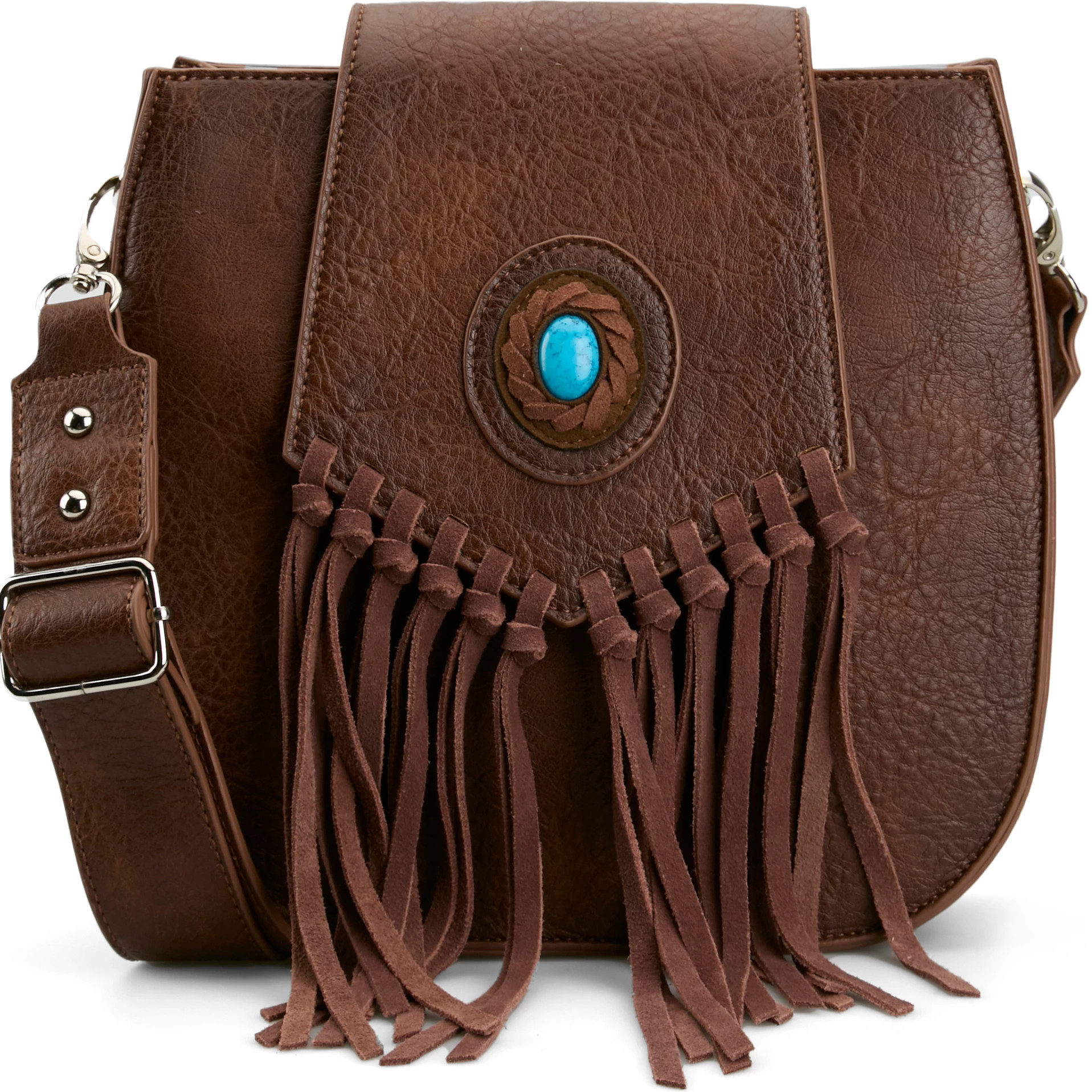 小物 FUTURE ARCHIVE / RHINE STONEBELT BROWN Justin Ladies Saddle Bag Brown W/Faux Turquoise Concho | Justin Boots