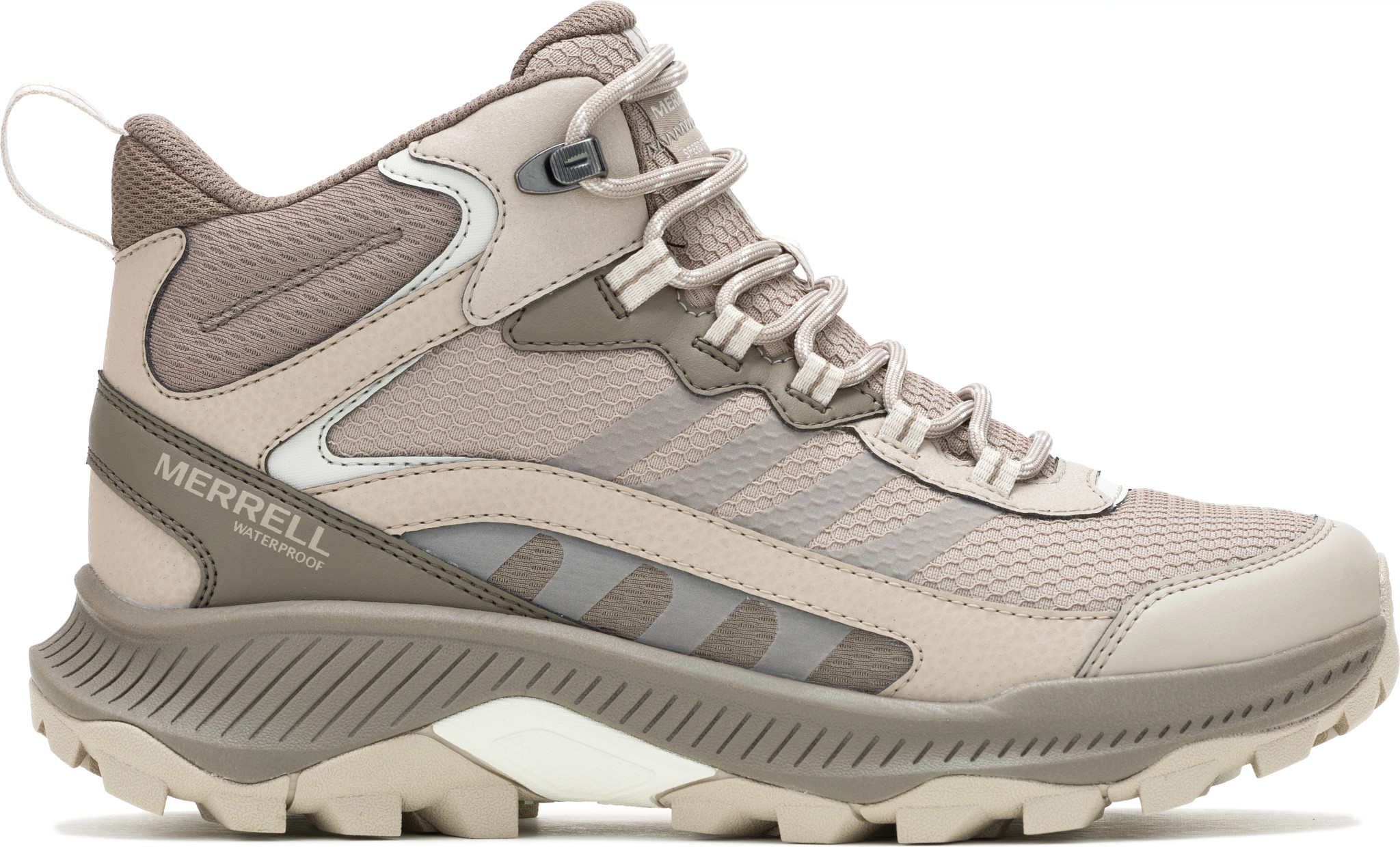 Women's Merrell Waterproof Speed Strike 2 Hiker shown in Stone (Grey)
