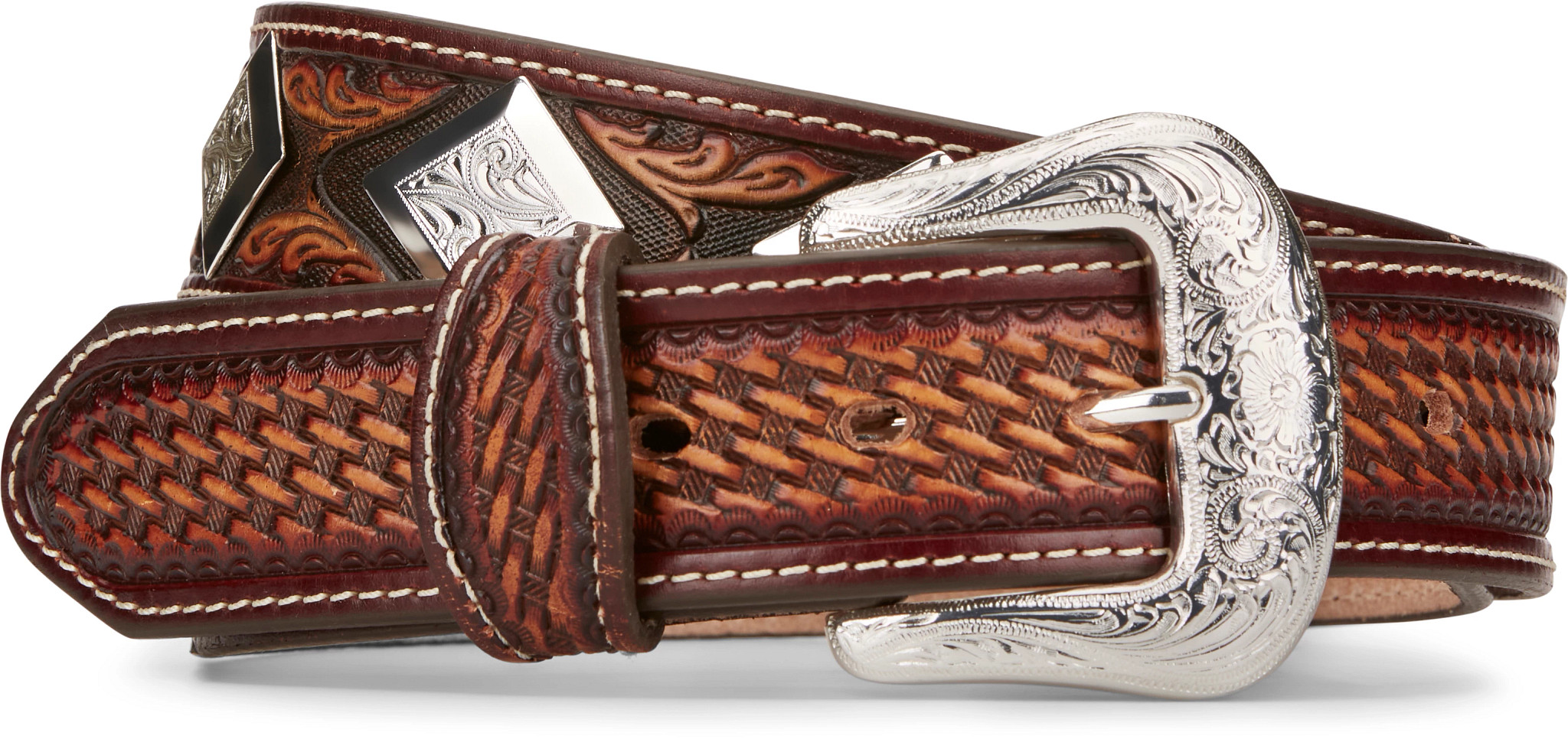 Mens leather cowboy belts best sale