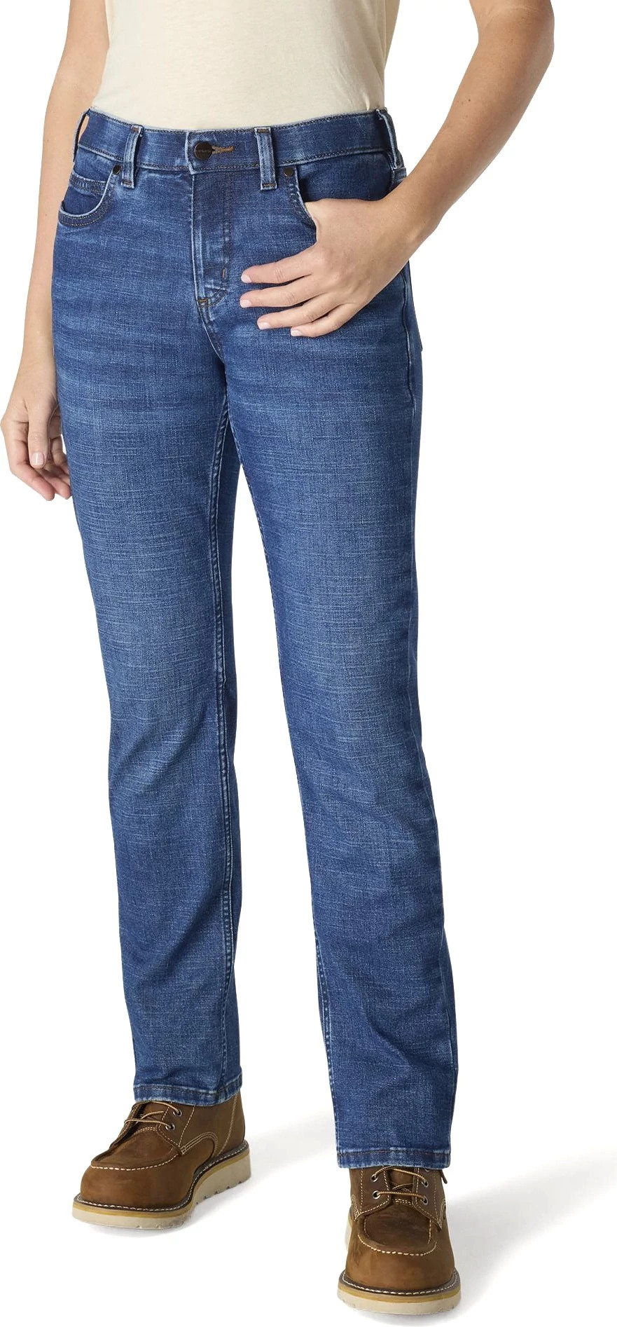 Women's Carhartt Essential Mid Rise Straight Leg Denim shown in Denim Grotto (Blue)