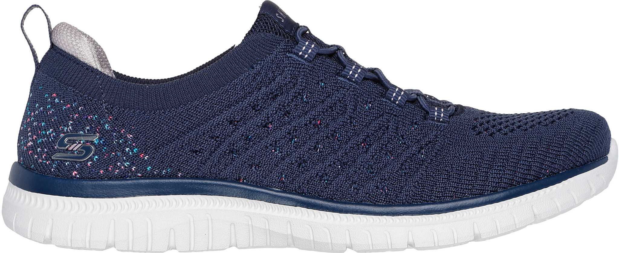 Women's Skechers Virtue Show Runner shown in Navy/Multi (Blue)