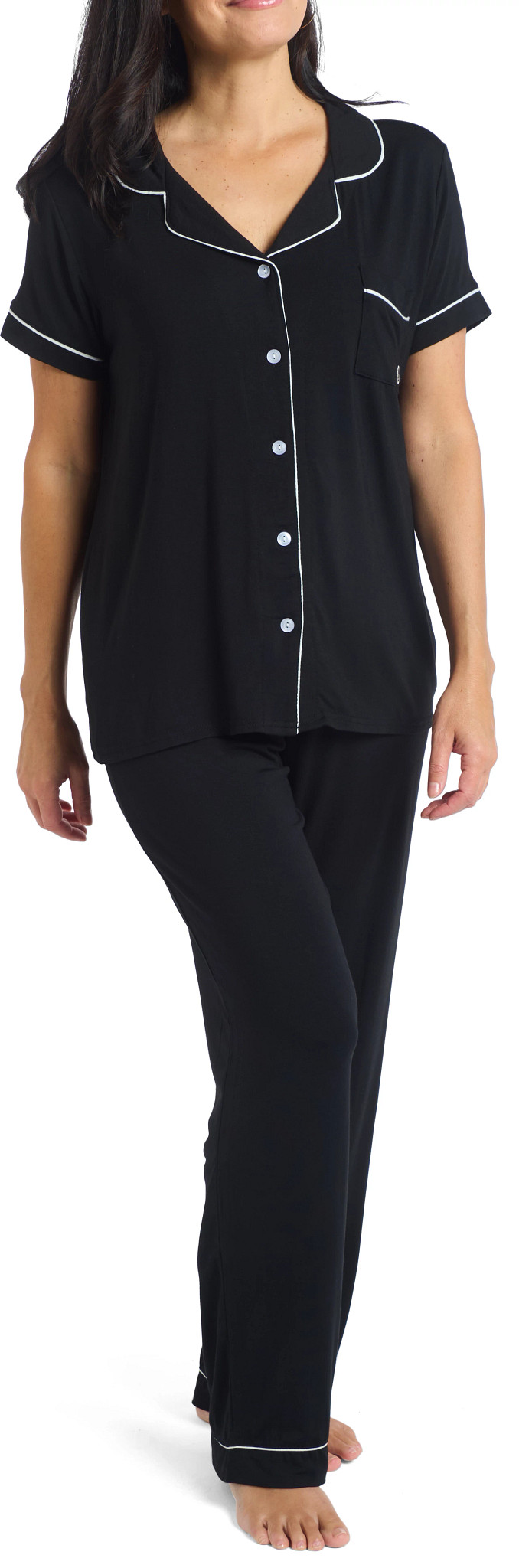 Ladies Classic Short Sleeve Pant Set - Heathered Modal