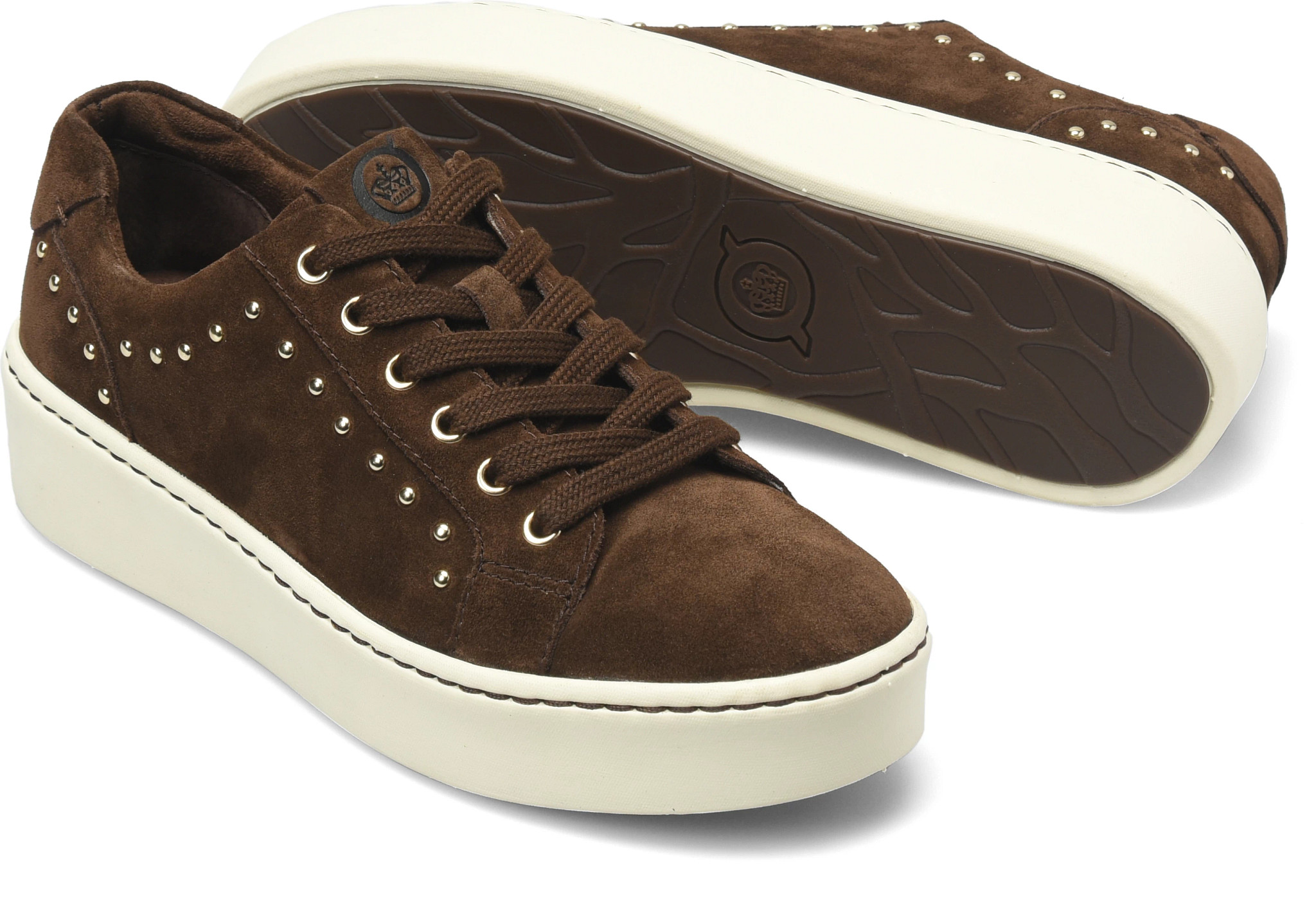 Mira Stud shown in Dark Brown Suede (Brown)