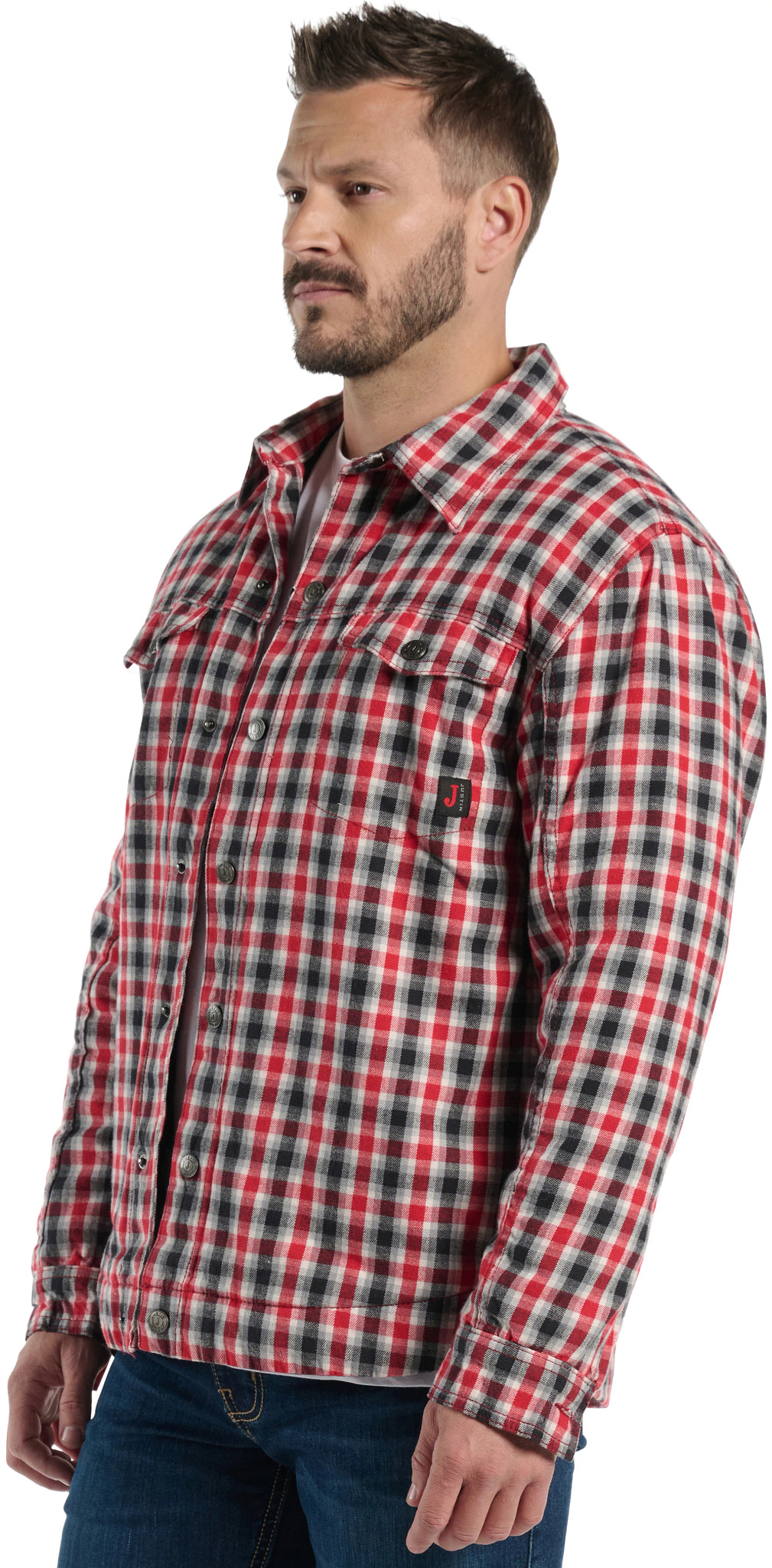 Jackson Shirt Jacket shown in Red/White/Black Plaid (Multicolor)