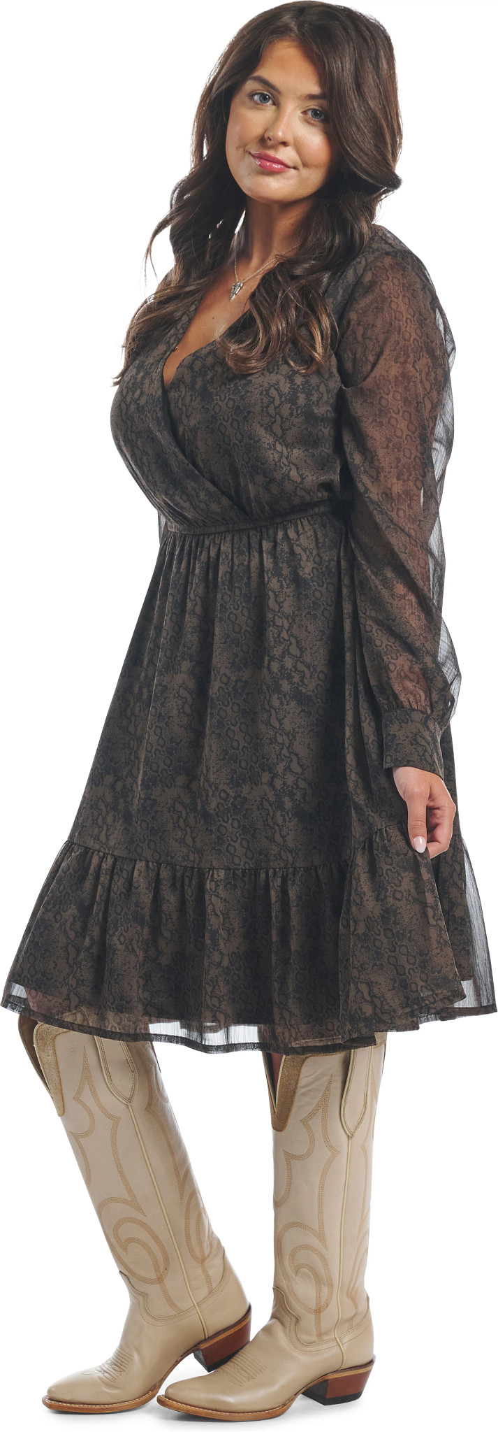 Justin Women's Long Sleeve Dress shown in Black (Black)