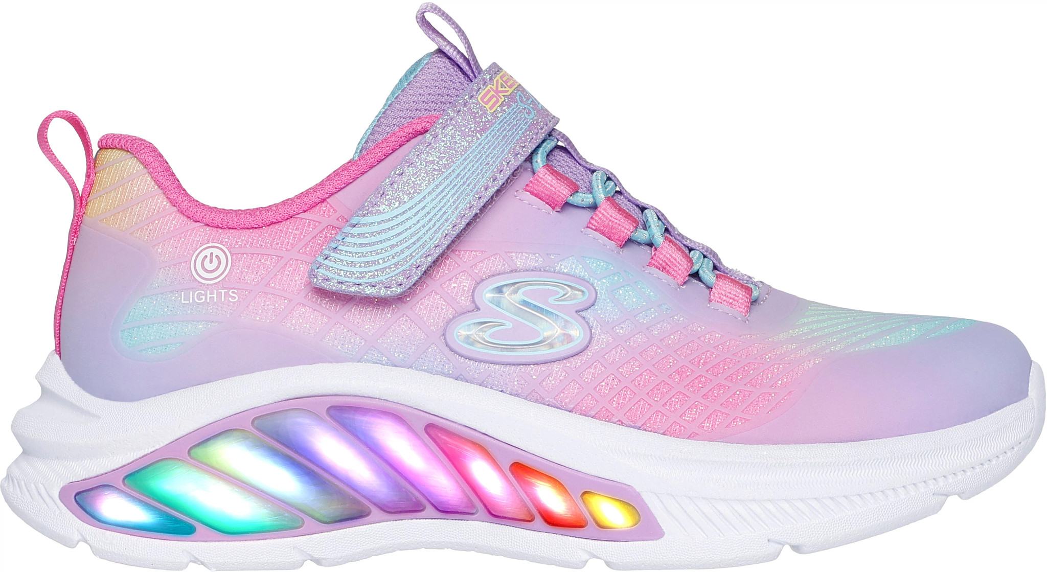 Girl's Skechers Rainbow Cruisers Rainbow Reflectin shown in Lavender/Multi (Multicolor)