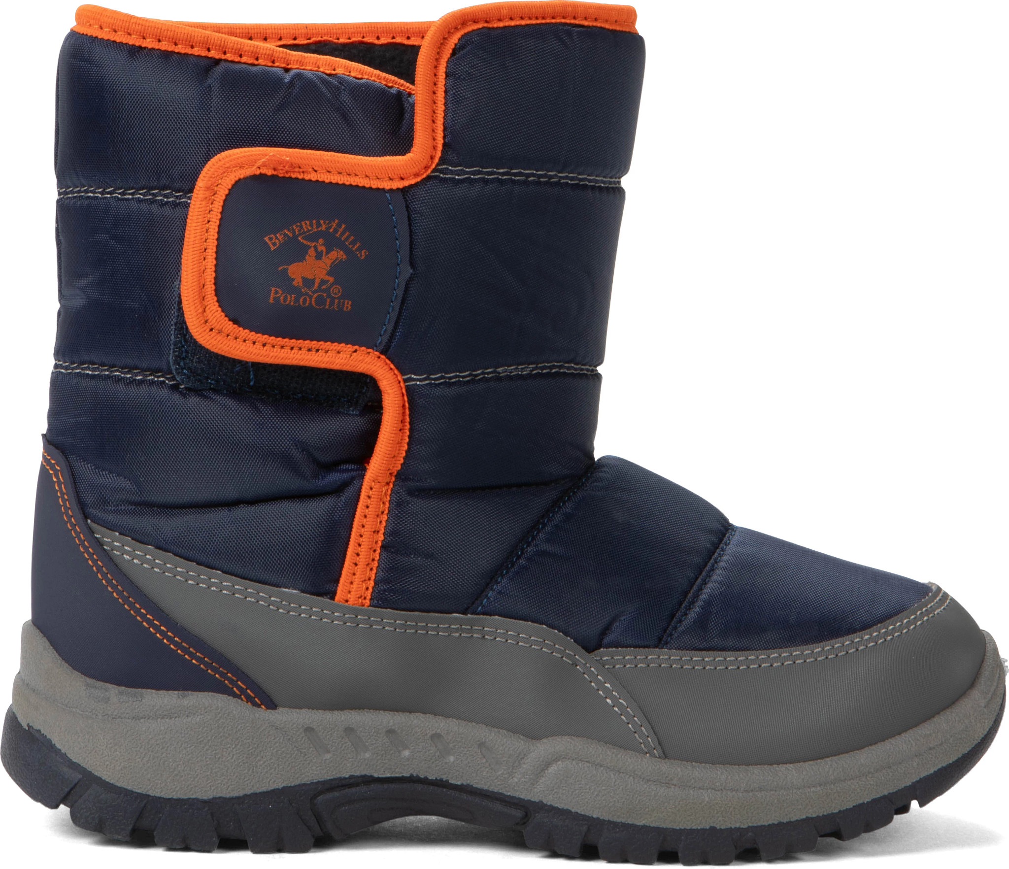 Boy's Josmo Velcro Snowboot shown in Navy/Orange (Blue)