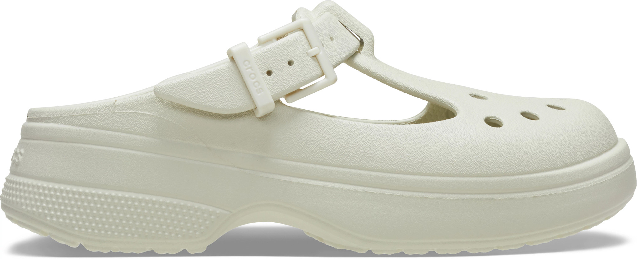 Women's Crocs Classic Mary Jane Clog shown in Linen (Off White)