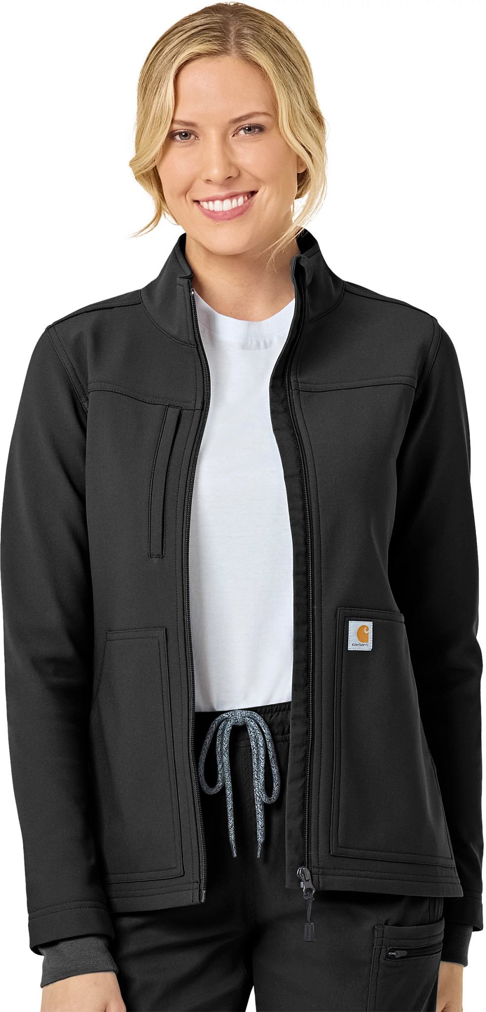Women's Carhartt Rugged Flex Bonded Fleece Jacket shown in Black (Black)