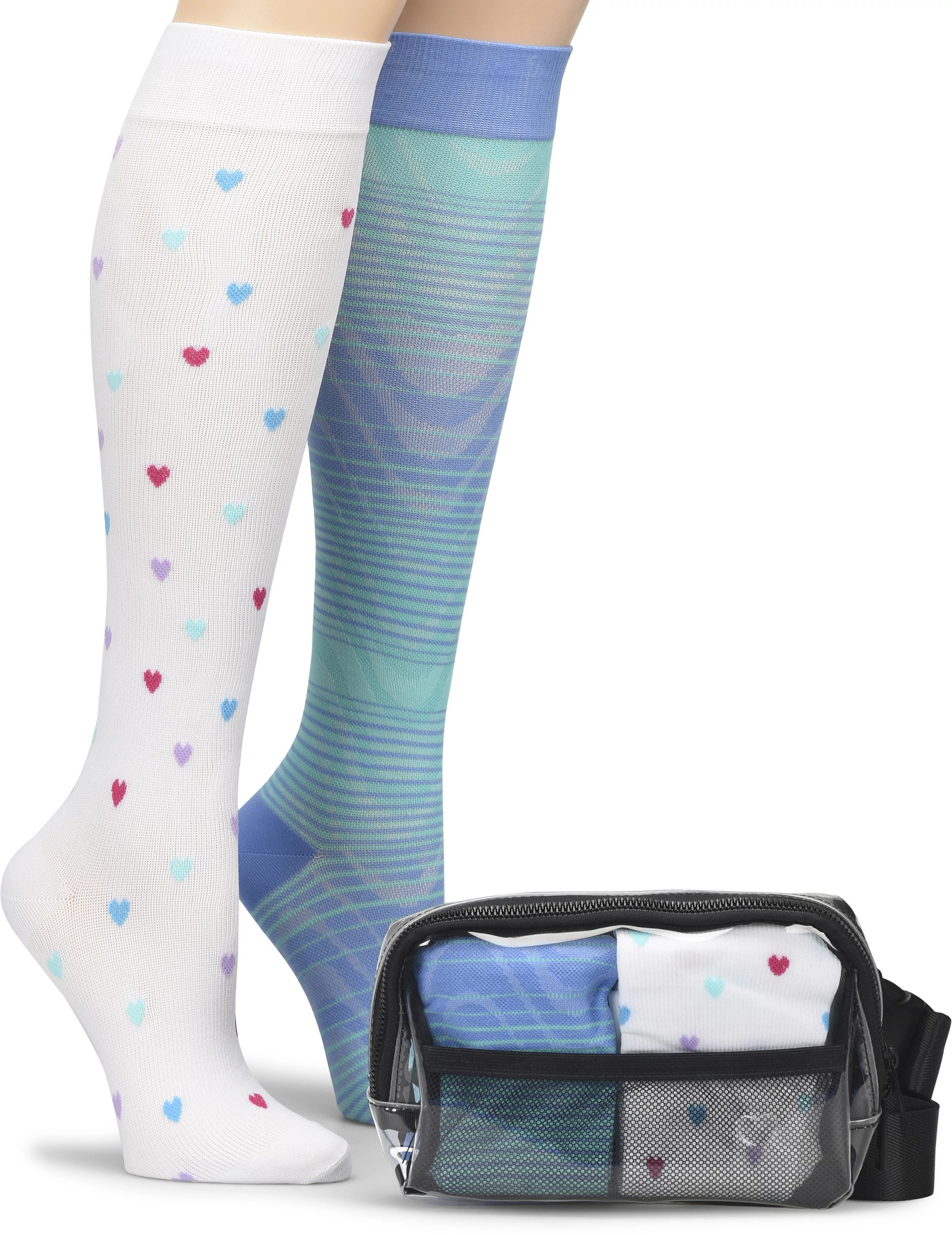 Compression Socks 2 Pair With Clear Stadium Pack se muestra en la Blue/White Dot (Azul)