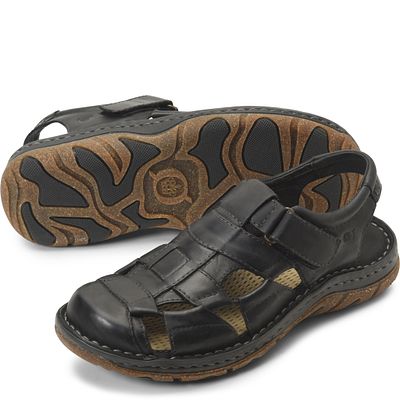 Born Mens Leather Fisherman Sandals H30706 CQA15 Hook and Loop Brown Size  11 M