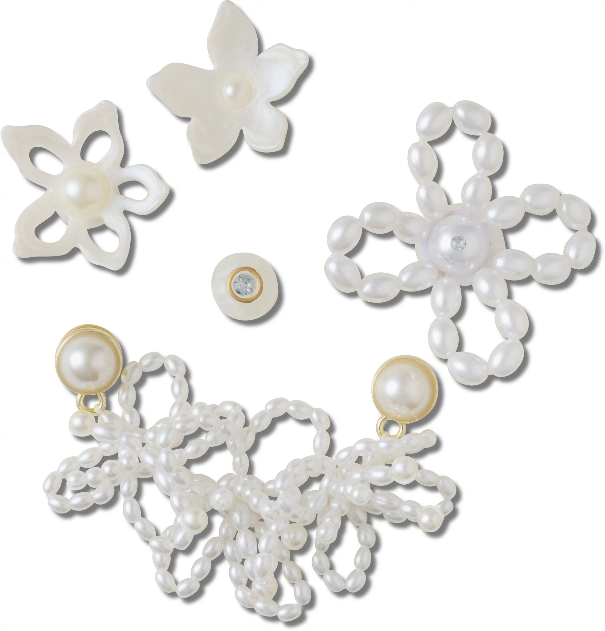Unisex Crocs White Pearl Beaded 5 Pack Jibbitz shown in White (White)