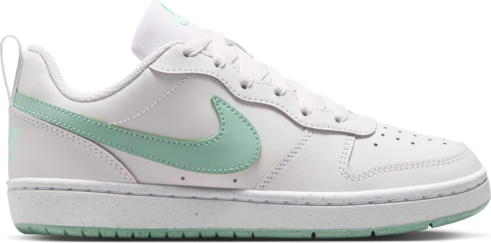 Youth Girl's Nike Court Borough Low Recraft shown in Grey/Green/White (Grey)
