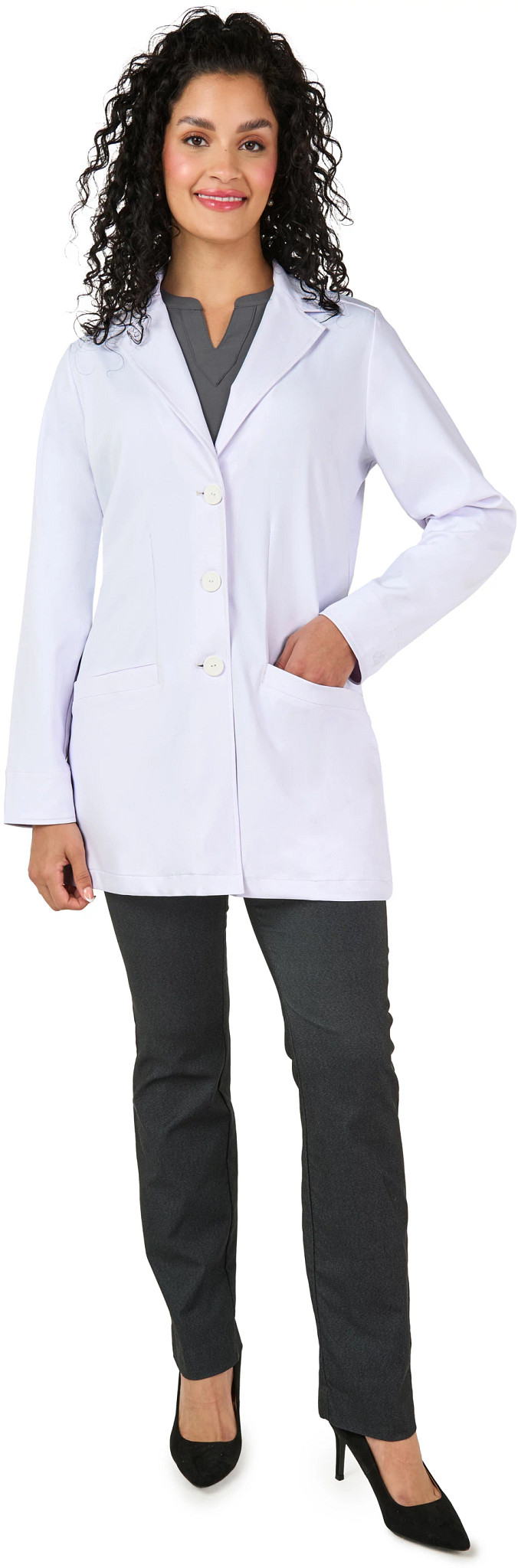 Women's Ava Therese Lola 31 Inch Lab Coat shown on model 