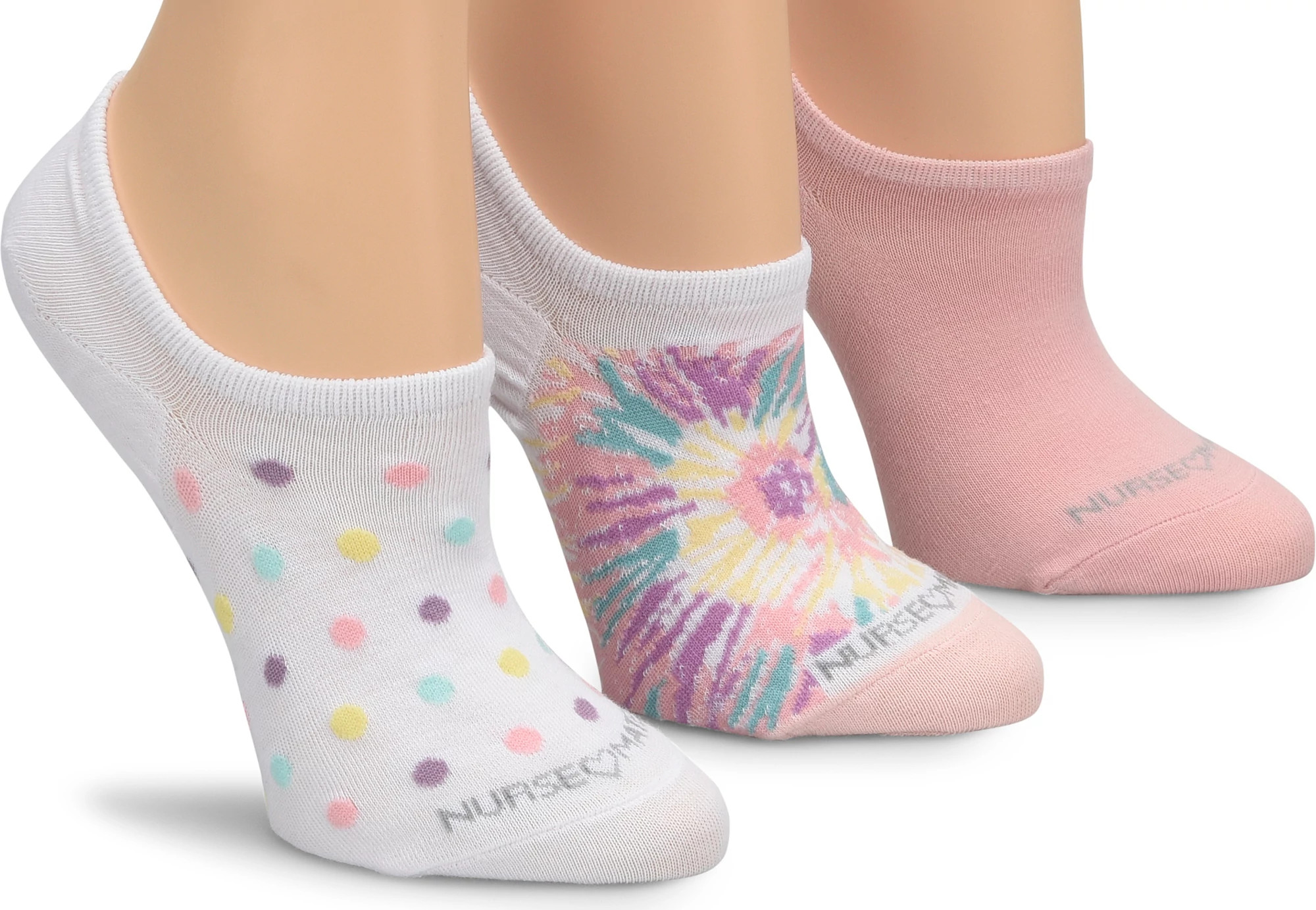 Sustainable No-Show Liner 3 Packs se muestra en la Tie Dye Dots (Multicolor)